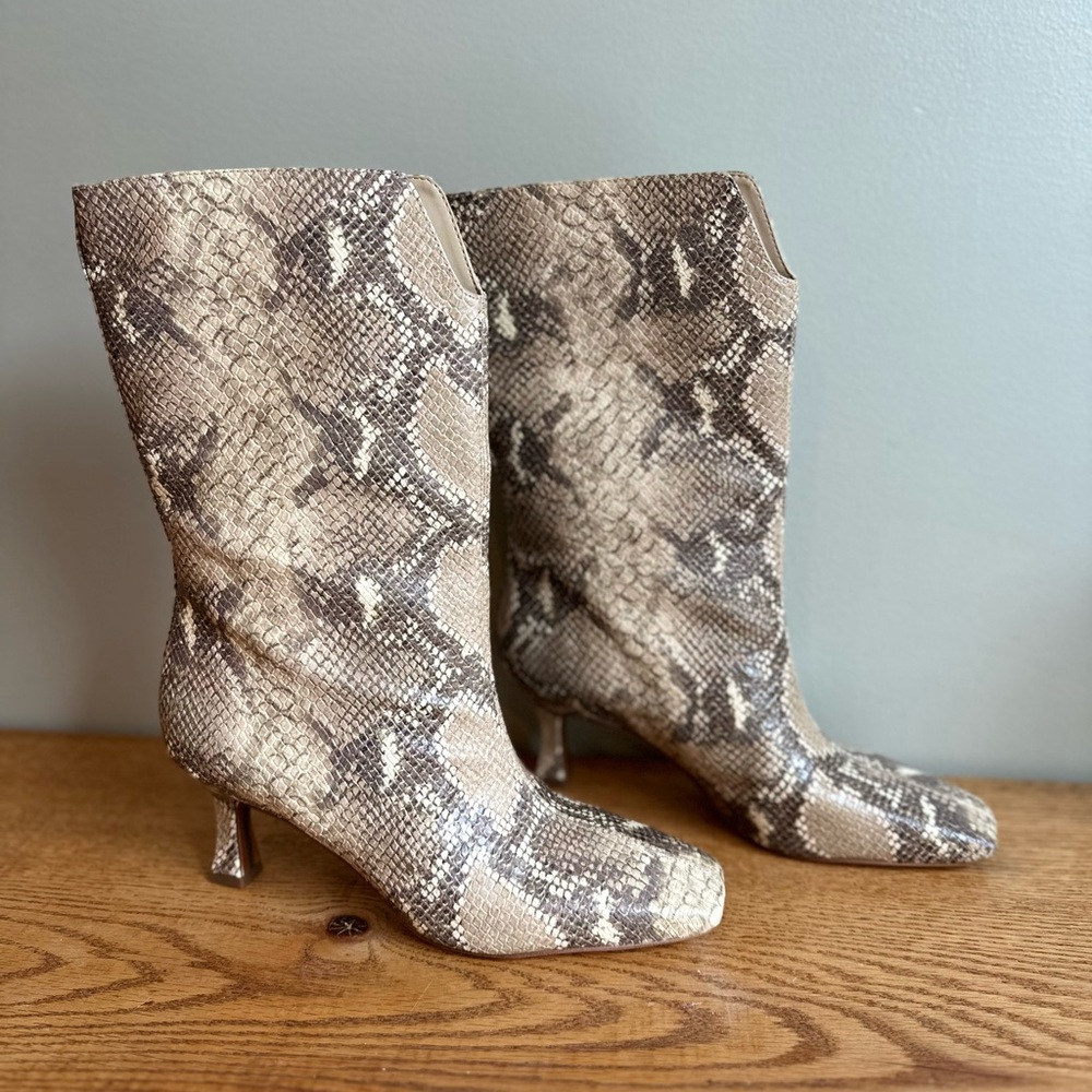 Sam Edelman Women's Lolita Mid-Shaft Boots Wheat Multi Snake